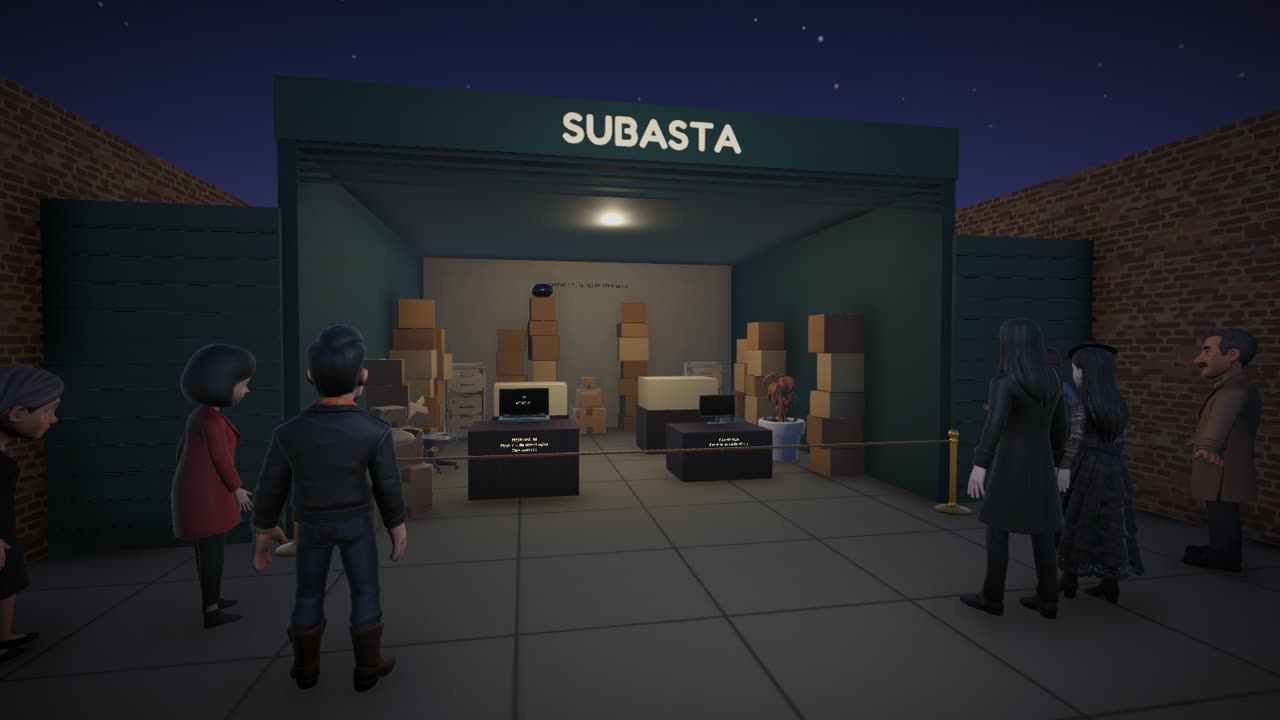 A storage unit auction at night